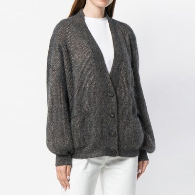 Brunello Cucinelli/Brunello Cucinelli 18年秋冬 女士 V領 開衫 灰色 女士針織衫/毛衣 M7V771506CE795